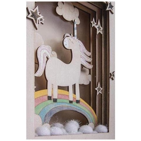 Cornice Decorativa In Legno Con Modello 3d - 20 X 30 X 6,5 Cm - Unicorno - Foto 1