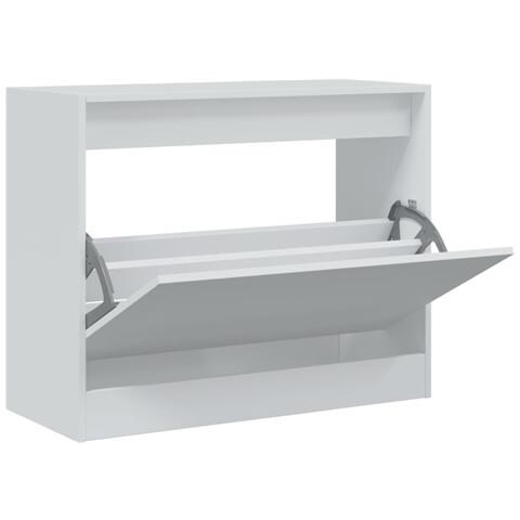 Scarpiera Bianca 80x34x63 Cm In Legno Multistrato - Foto 2