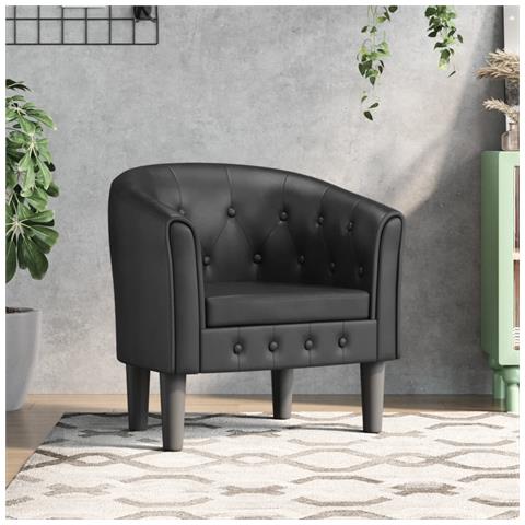 Poltrona Cabriolet Nera In Similpelle - Foto 1