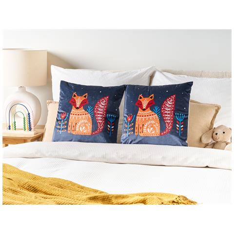 Set Di 2 Cuscini Firespike Velluto 45 X 45 Cm Blu Scuro - Foto 1