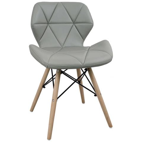 Sedia Da Interno Con Struttura In Legno E Seduta In Ecopelle Exagon - Grey - Foto 1