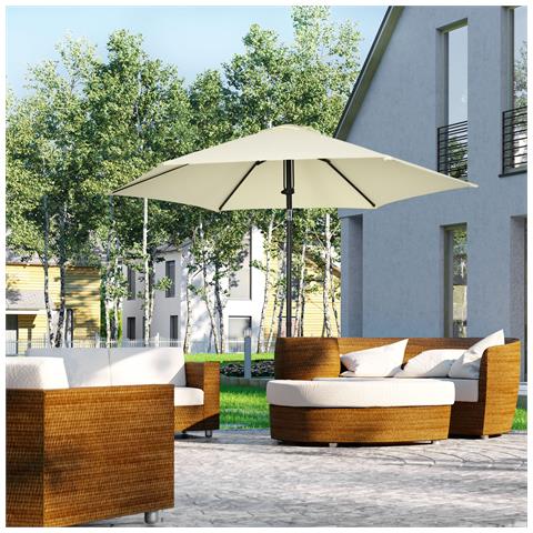 Ombrellone Da Giardino 2.7x2.5 M, In Poliestere E Metallo Con Tettuccio Inclinabile, Beige Nero - Foto 6