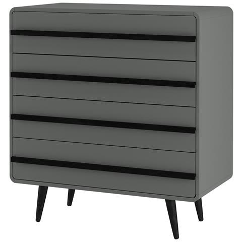 Chantal Comò Con 4 Cassetti In Truciolare Grigio E Nero - Foto 1