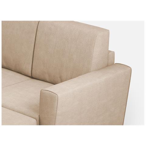 Divano Yasel 2 Posti (due Sedute Da 60cm) + Pouf Misure Esterne L. 152 P. 155 Colore Beige - Foto 2