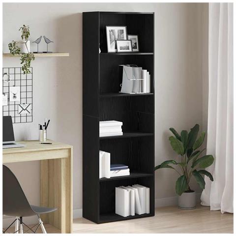 Libreria Rovere Nero 60x30x189 cm in Legno Multistrato - Foto 1