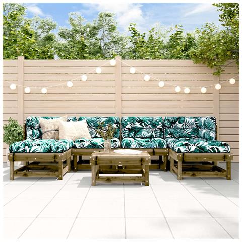 Set Salotto Da Giardino 7 Pz In Legno Impregnato Di Pino - Foto 1