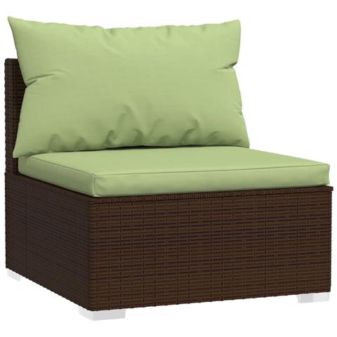 Set Divani Da Giardino 7 Pz Con Cuscini In Polyrattan Marrone - Foto 2