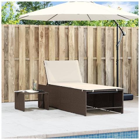 Lusso Casadino -  Lettini Prendisole 2 Pz Con Tavolo Marrone In Polyrattan - Foto 2