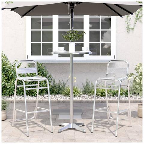 Lusso Casadino - Tavolo Da Bar Per Esterni Regolabile Ø59,5x70/114,5cm Alluminio - Foto 2