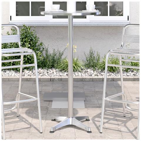 Lusso Casadino - Tavolo Da Bar Per Esterni Regolabile Ø59,5x70/114,5cm Alluminio - Foto 8