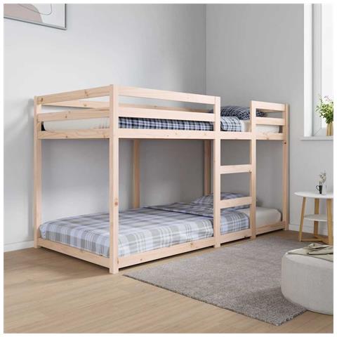 Letto A Castello Senza Materasso 90x190 Cm Legno Di Pino - Foto 8