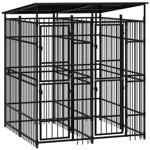 Gabbia per Cani da Esterno con Tetto in Acciaio 3,69 m² - Foto 1