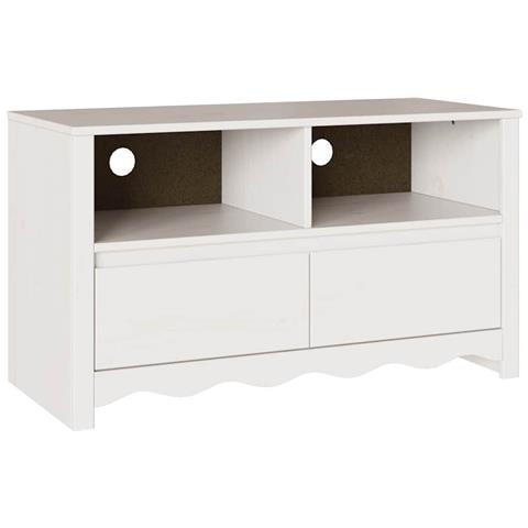 Mobile TV  "DRAMMEN" Bianco 99x43x55 cm Legno solido Pino - Foto 1
