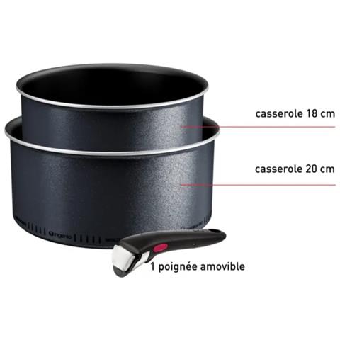 Set Di 2 Pentole In Alluminio 18/20 Cm + 1 Manico Nero - L7239003 - Foto 3