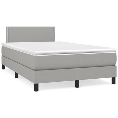 Letto a Molle Materasso e LED Grigio Chiaro 120x190 cm Tessuto - Foto 2