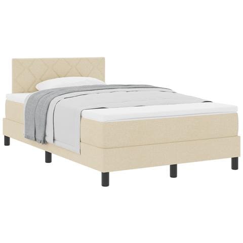 Letto Box Spring con Materasso Crema 120x190 cm Tessuto - Foto 1