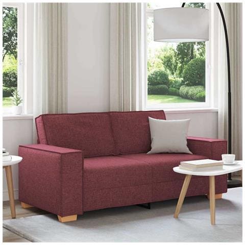 Divano a 2 posti rosso vino 140 cm in tessuto - Foto 2