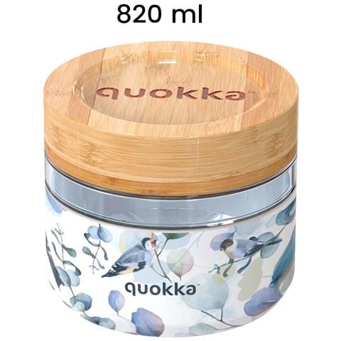 Contenitore Alimentare 820ml Decorazione Uccelli Con Coperchio Ermetico In Bambù, Multicolore - Foto 2