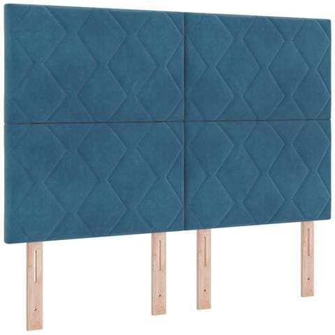 Testiera LED con luci a strisce a LED Blu scuro 144 cm Velluto - Foto 1