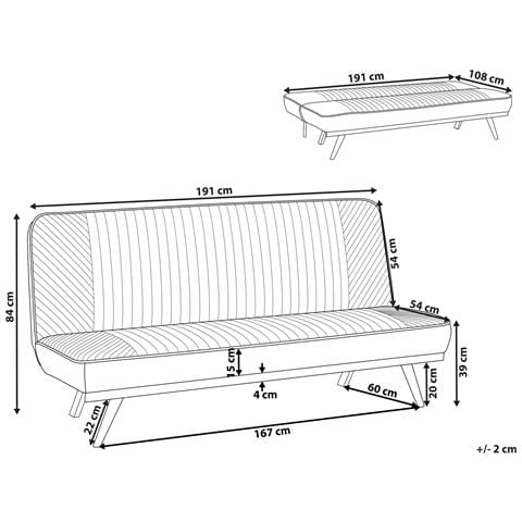 Divano Letto 2 Posti Kalfafel Tessuto Blu - Foto 5