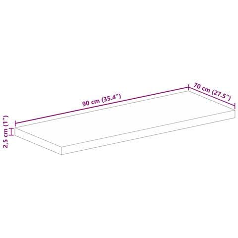 Piano per Tavolo 90x70x2,5cm Rettangolare Legno Massello Acacia - Foto 9