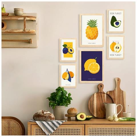 Set Di 6 Stampe Cibo E Nutrizione Frutti Tropicali Natura E Stampe Botaniche Per L'interior Design A3 & A4 Senza Cornice - Foto 5
