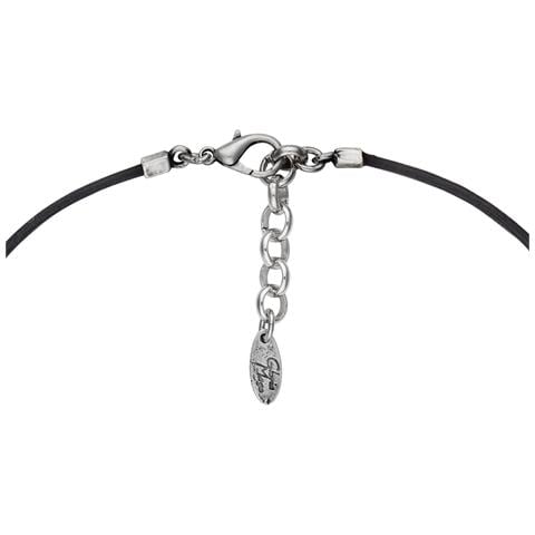 Collana Girocollo In Pelle Nera Con Tubo Argentato - Foto 4