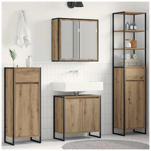 Set di mobili per il bagno Rovere artigianale Legno multistrato - Foto 2