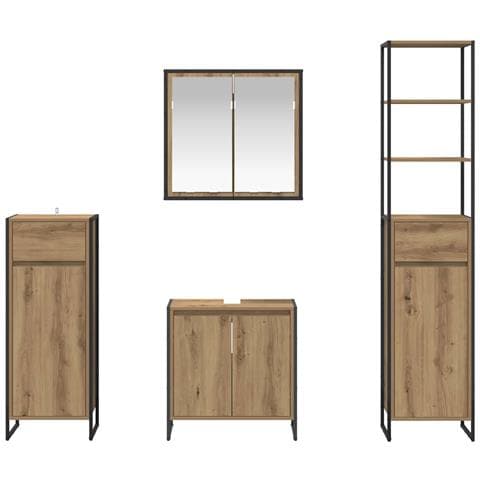 Set di mobili per il bagno Rovere artigianale Legno multistrato - Foto 9