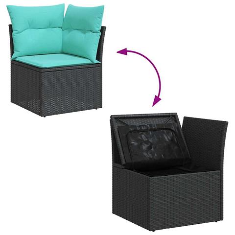 Set Divani da Giardino 7pz con Cuscini Grigio Polyrattan Acacia - Foto 9