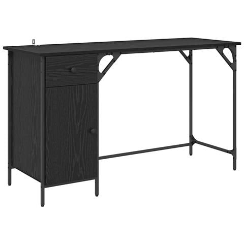 Scrivania per computer Rovere Nero 131 x 48 x 75 cm - Foto 1