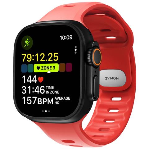 Cinturino Sportivo Per Apple Watch 49mm In Fluoroelastomero Modello Tempo Band, Corallo - Foto 5