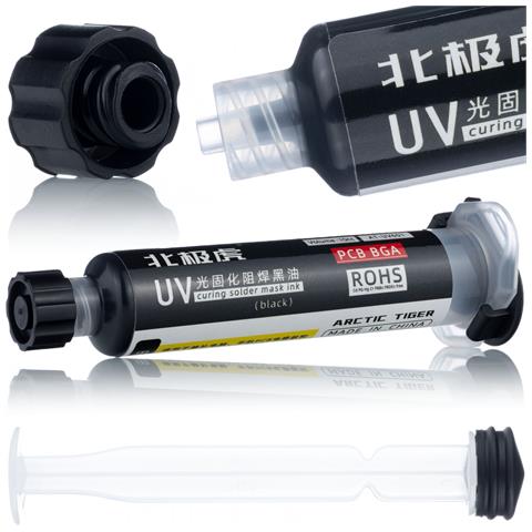 Soldermaska Nera 10ml Con Pistone - Protezione Pcb, Isolamento Elettrico | Utensile Per Riparazione Circuiti Stampati | Rapida Polimerizzazione Uv - Foto 1