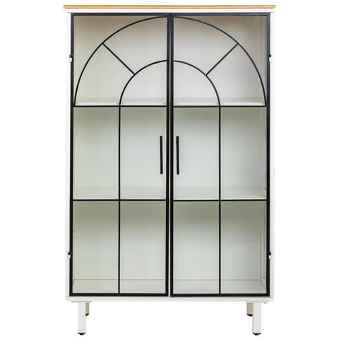 Vetrina In Metallo, Legno E Vetro, 2 Ante, Bianco, 80x35x130,5h Cm - Foto 2