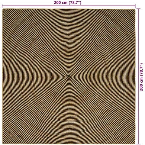 Tappeto Naturale e Nero 200 x 200 cm Juta - Foto 9