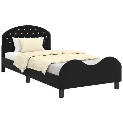 Struttura letto bambini con testata Nero 90 x 200 cm Velluto - Foto 1