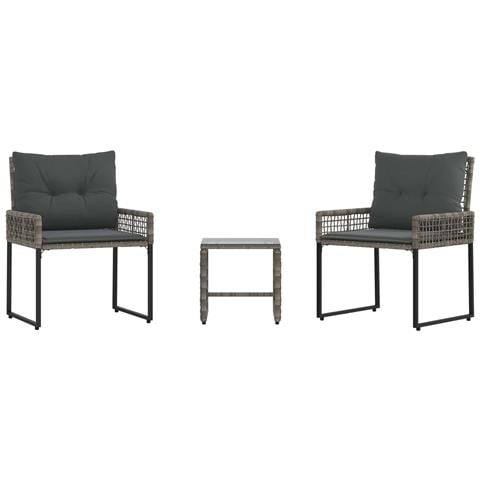 Set di Mobili da Esterno con cuscino 3 pcs Grigio - Foto 1