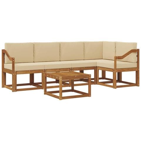 Set di divani con cuscino 6 pcs Naturale e Beige - Foto 1