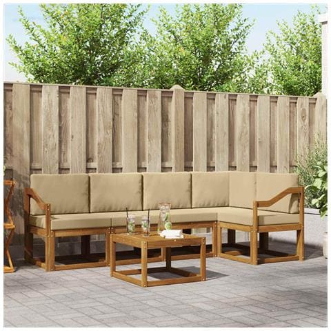 Set di divani con cuscino 6 pcs Naturale e Beige - Foto 2