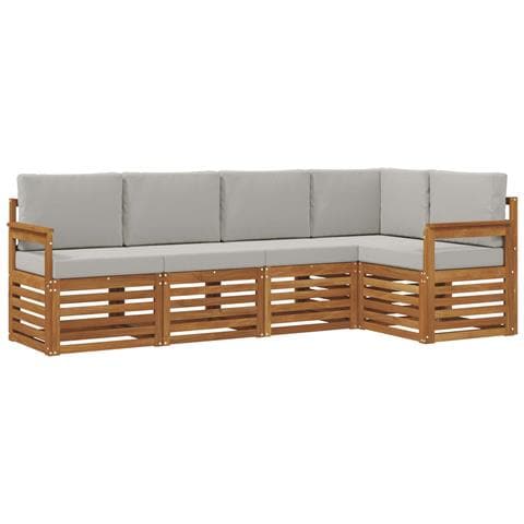 Set divani con cuscino 5 pcs Grigio Naturale e Chiaro - Foto 1