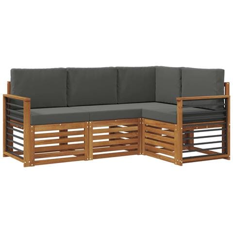 Set divani 4 pcs Naturale e Antracite Legno di Acacia Massello - Foto 1