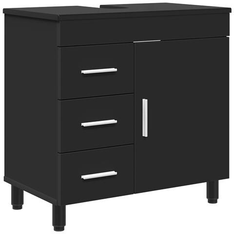 Mobiletto da bagno Nero 60 x 35 x 60 cm Legno ingegnerizzato - Foto 1