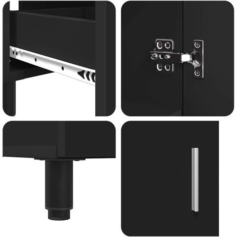 Mobiletto da bagno Nero 60 x 35 x 60 cm Legno ingegnerizzato - Foto 9