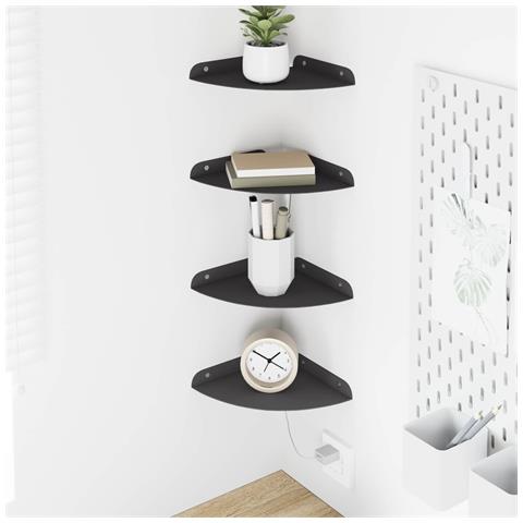 Mensola sospesa con lo scaffale 4 pcs Nero 18 x 18 x 2 cm - Foto 2