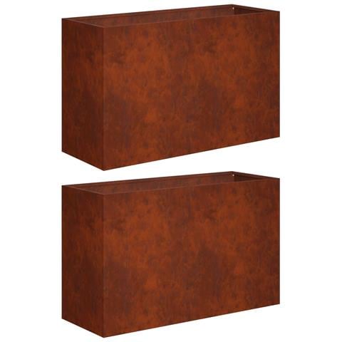 Vaso da giardino 2 pz Ruggine 80 x 30 x 50 cm Acciaio Corten - Foto 1