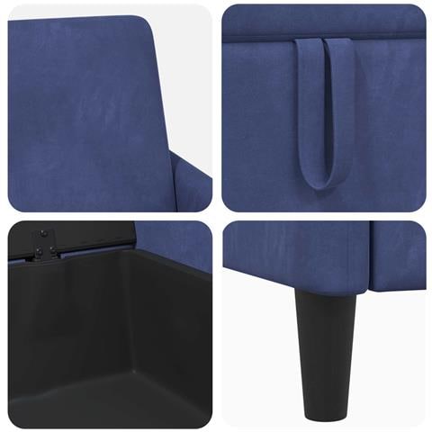 Set di Divani con Storage 2 pz Blu Polizia Poliestere - Foto 9