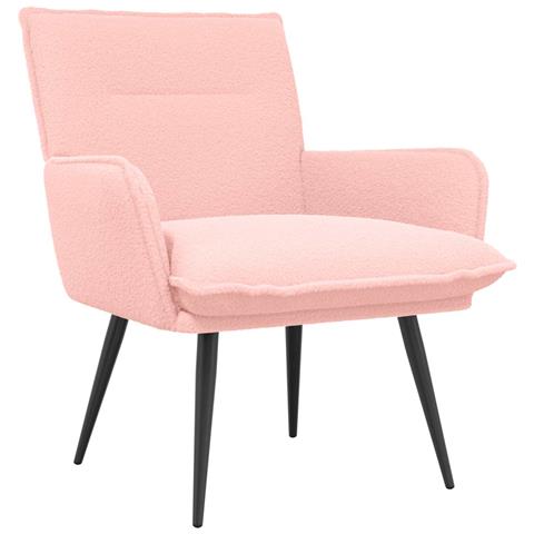 Poltrona Rosa Bouclé - Foto 1