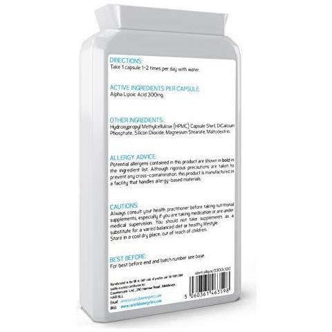 Acido Alfa Lipoico 300mg 120 Capsule - Doppio Ala (sia R-ala E S-ala) - Uk Prodotto - Foto 4