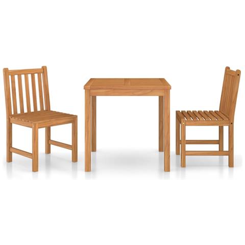 Set Da Pranzo Per Esterni 3 Pz In Legno Massello Di Teak - Foto 1