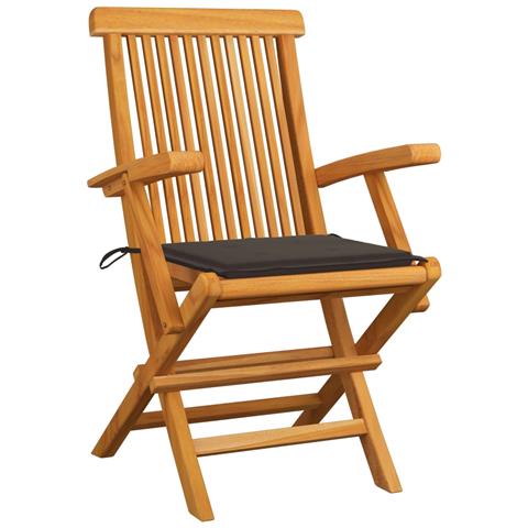 Sedie da Giardino e Cuscini Grigio Talpa 2 pz Massello di Teak - Foto 10